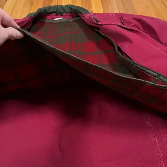 Womens Vintage LL Bean Chore Barn Coat T540 Red Made in USA Removable Wool Liner - Picture 6 of 15